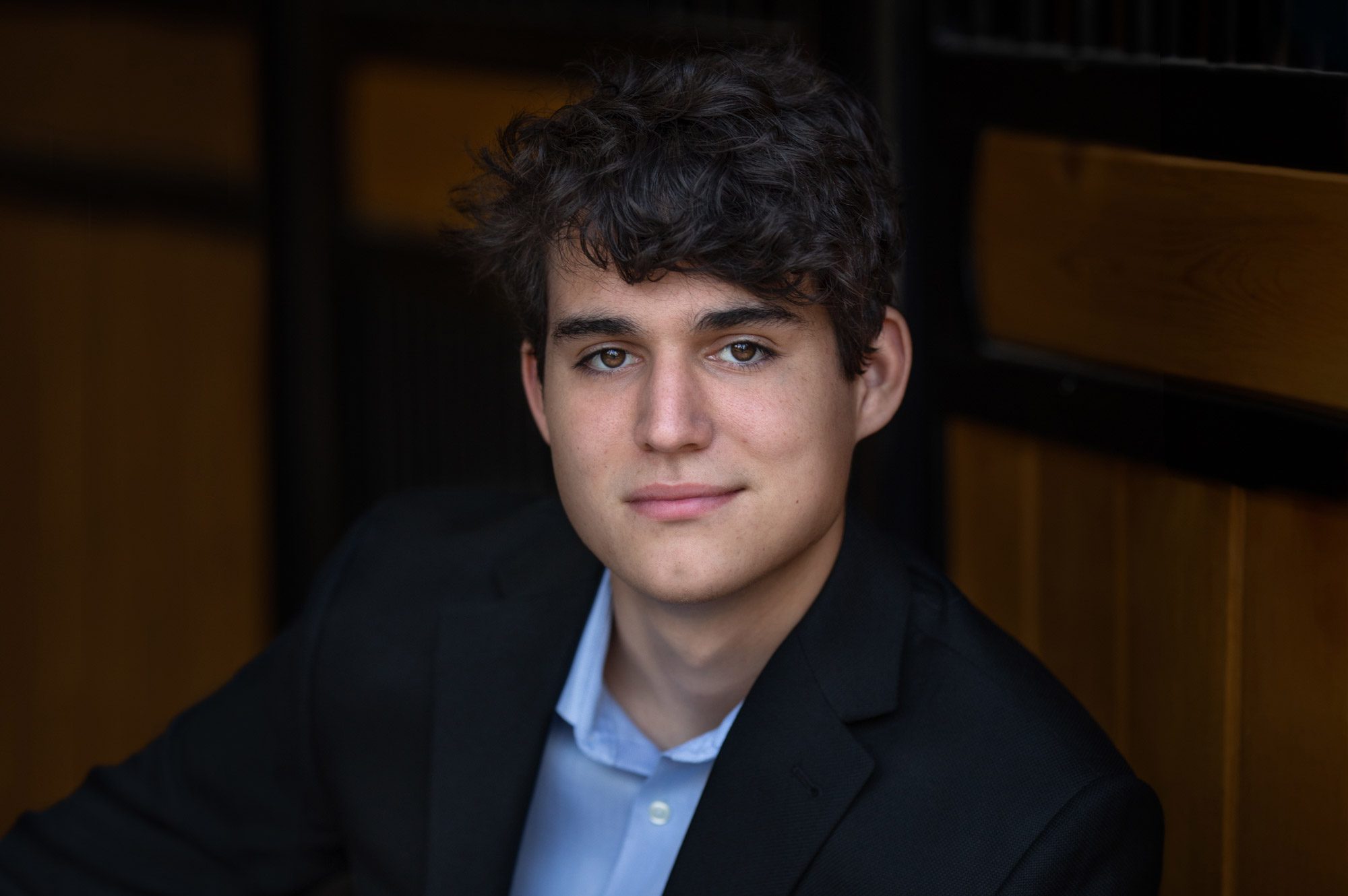 High school senior boy in black