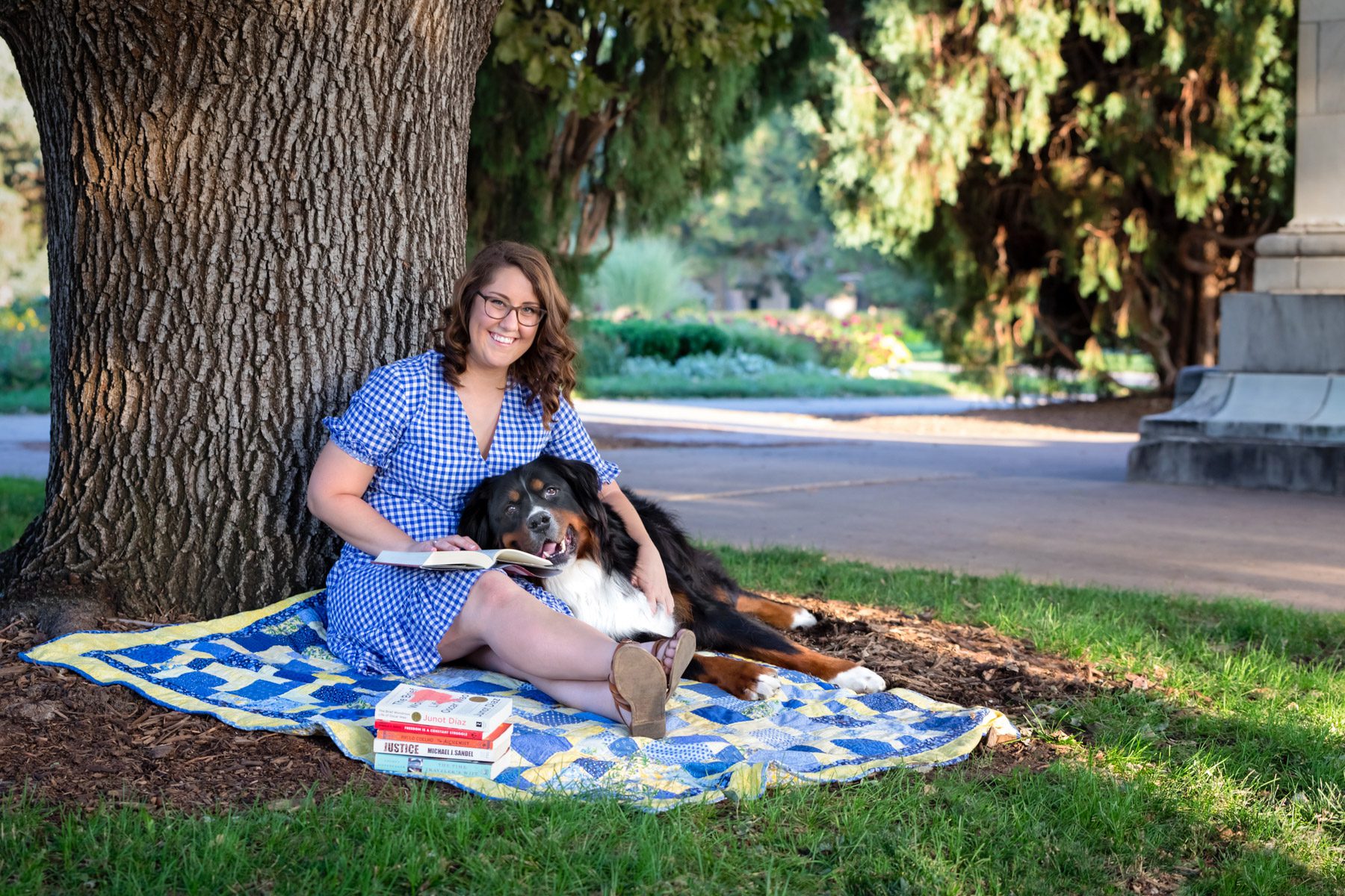 Girl in Denver park with her dog