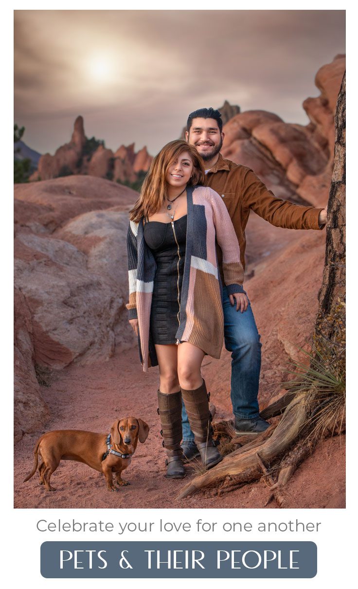 Photo of couple with dachshund dog