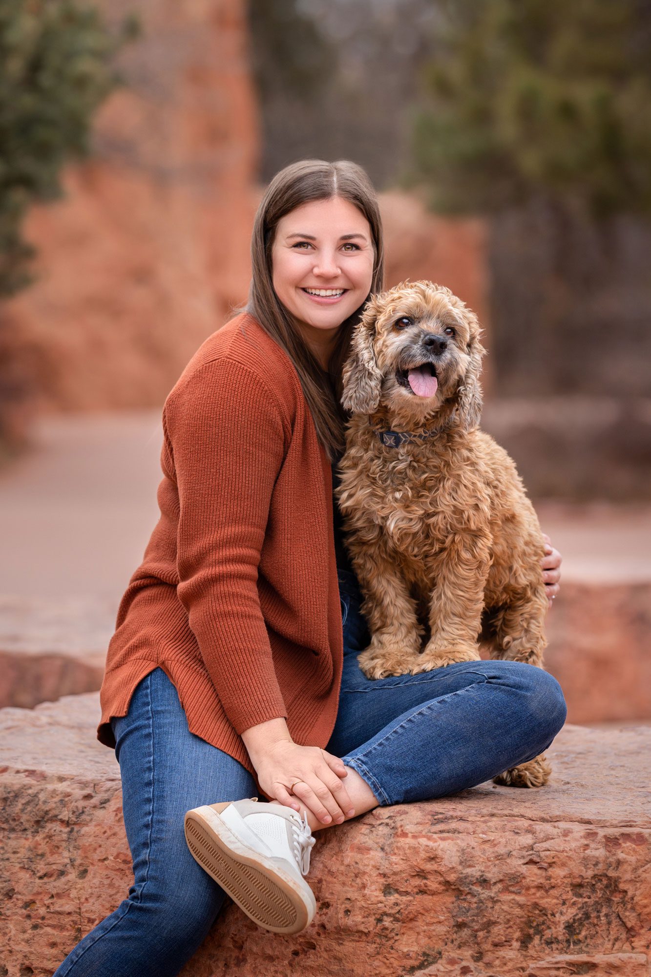 Girl with dog at Garden of the Gods