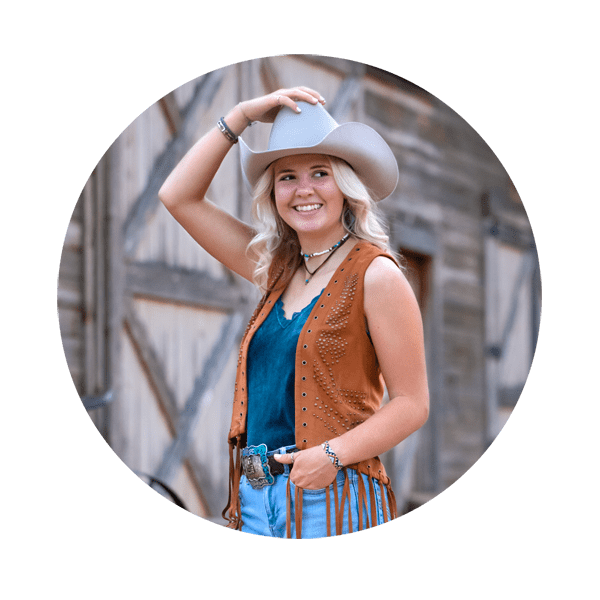 High school senior girl with cowboy hat
