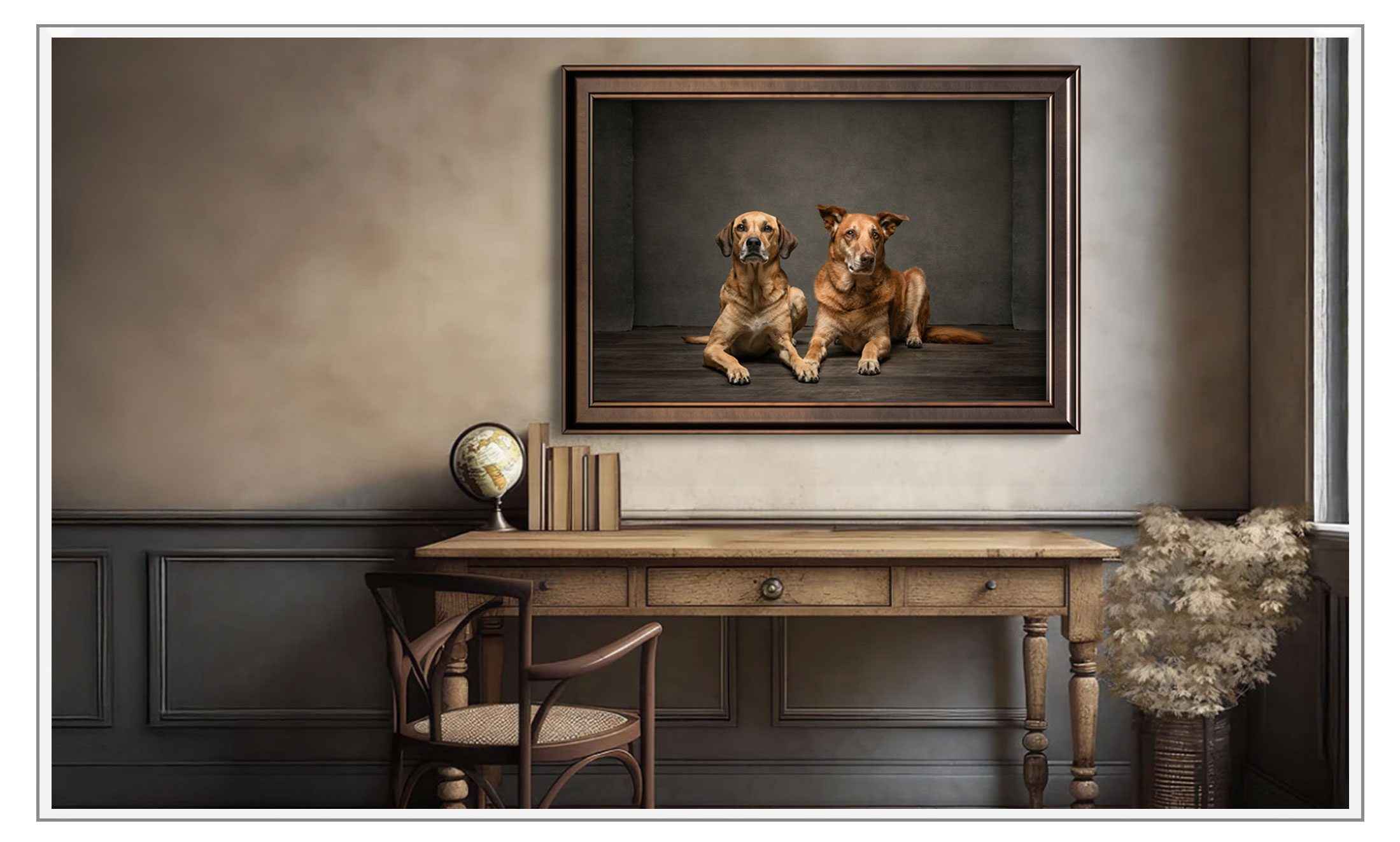 Room with dog wall art